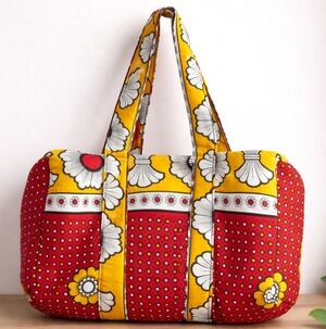 African Print Tote Bag | Ankara Shoulder Bag | Yellow Red Handmade Fabric Shoppe